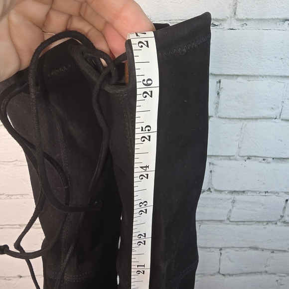 Stuart Weitzman Black Over-the-Knee Suede Tiemodel Almond Toe Womens Boots 9 EUC - Picture 13 of 15